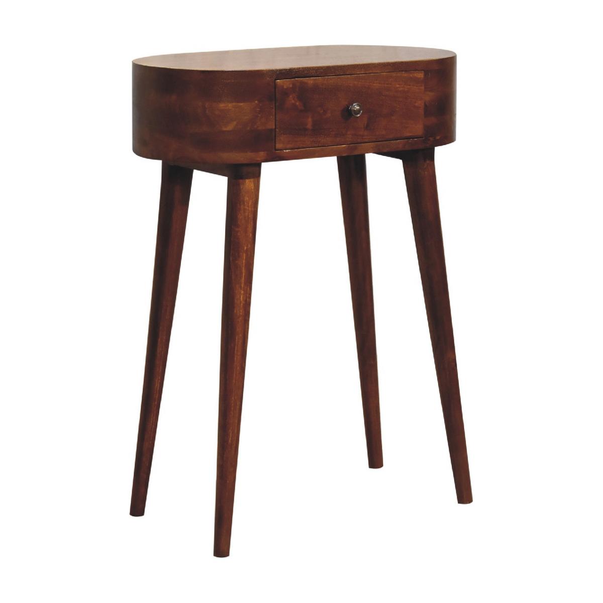KONSOLE Massivholz Mini Albion Kastanienbraun, 1 Schublade, Dunkelbraun - Dunkelbraun/Messingfarben, Holz/Metall (30/60/78cm) - Artisan Furniture