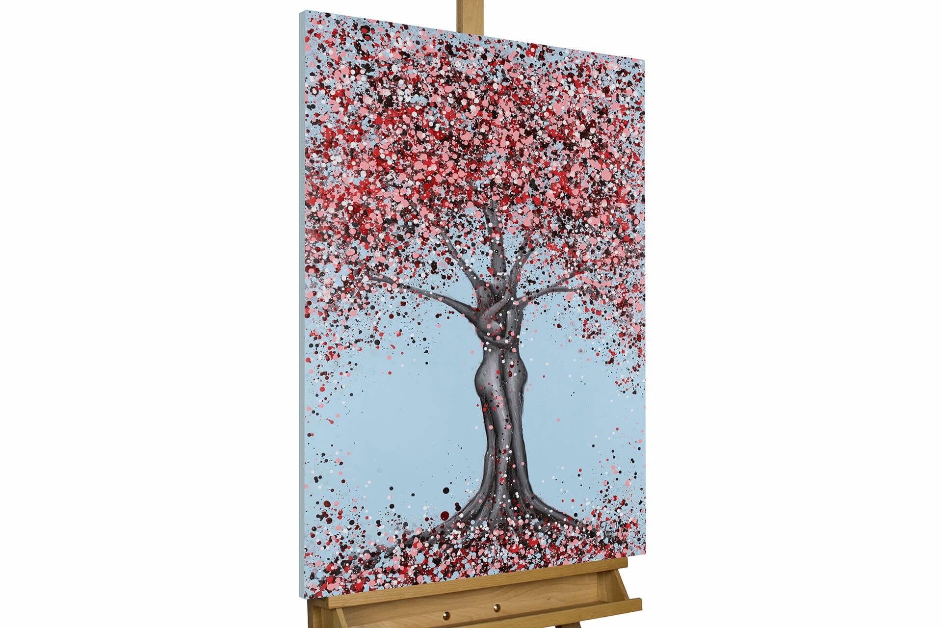 ACRYLBILD HANDGEMALT 60/90 cm - Blau/Pink, Holz/Textil (60/90cm) - KUNSTLOFT
