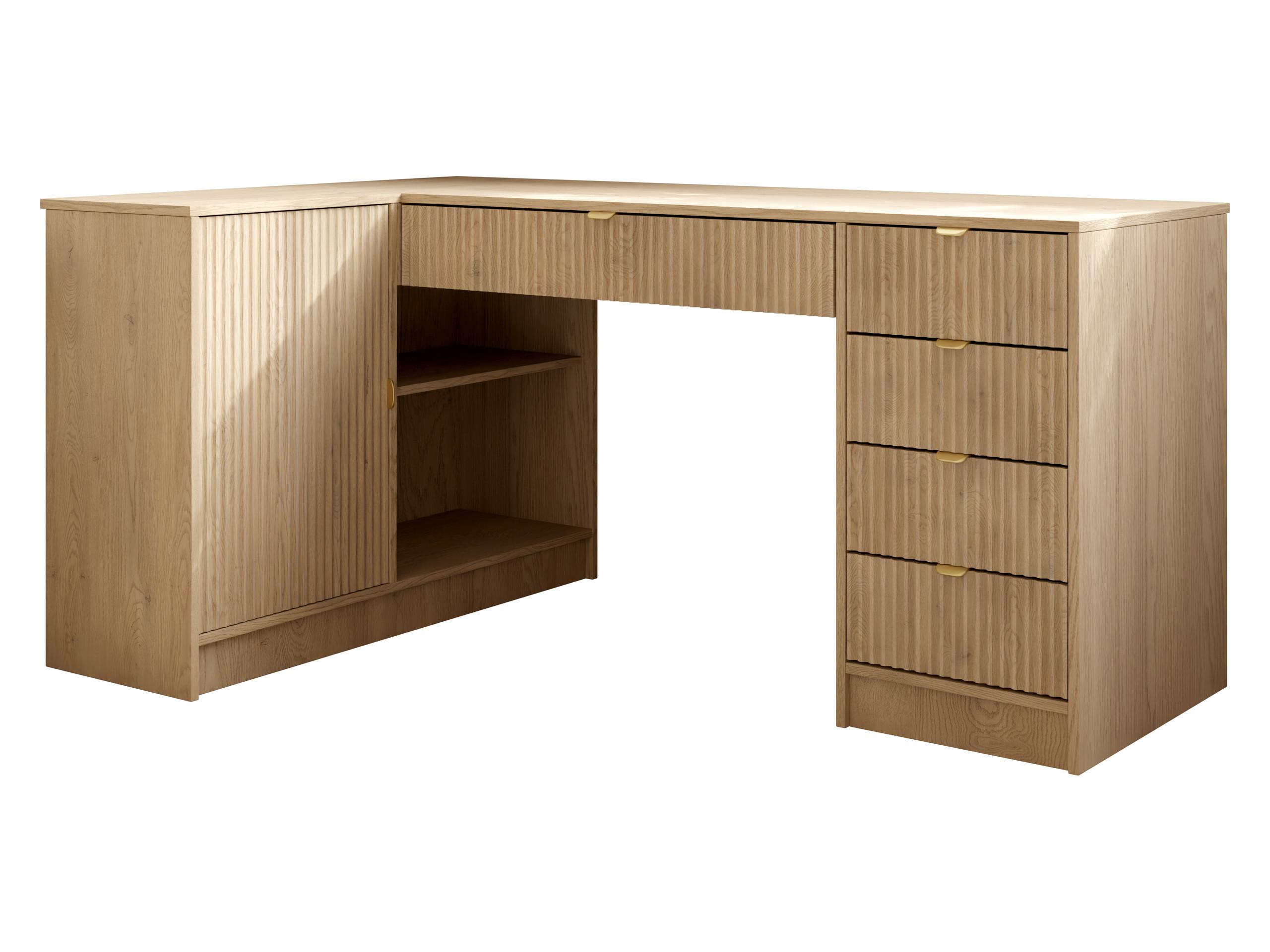 ECKSCHREIBTISCH Tireno - Eichefarben/Schwarz, Holzwerkstoff/Kunststoff (98/158/76cm) - MIRJAN24
