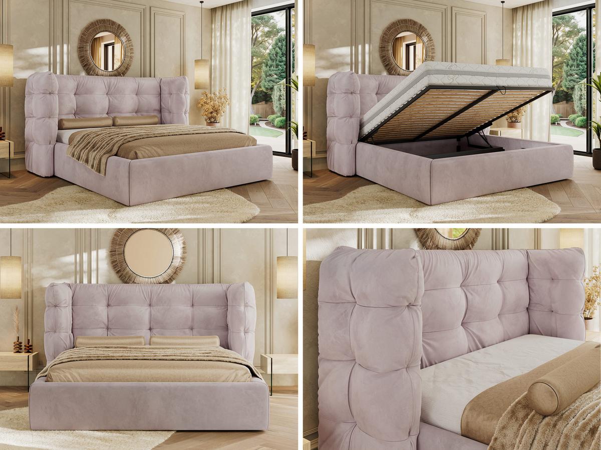 POLSTERBETT FLONELLE CLASSIC 160/200 - Hellrosa Velvet - Multipocket-Matratze - Hellrosa, Textil (160/200cm) - MKS