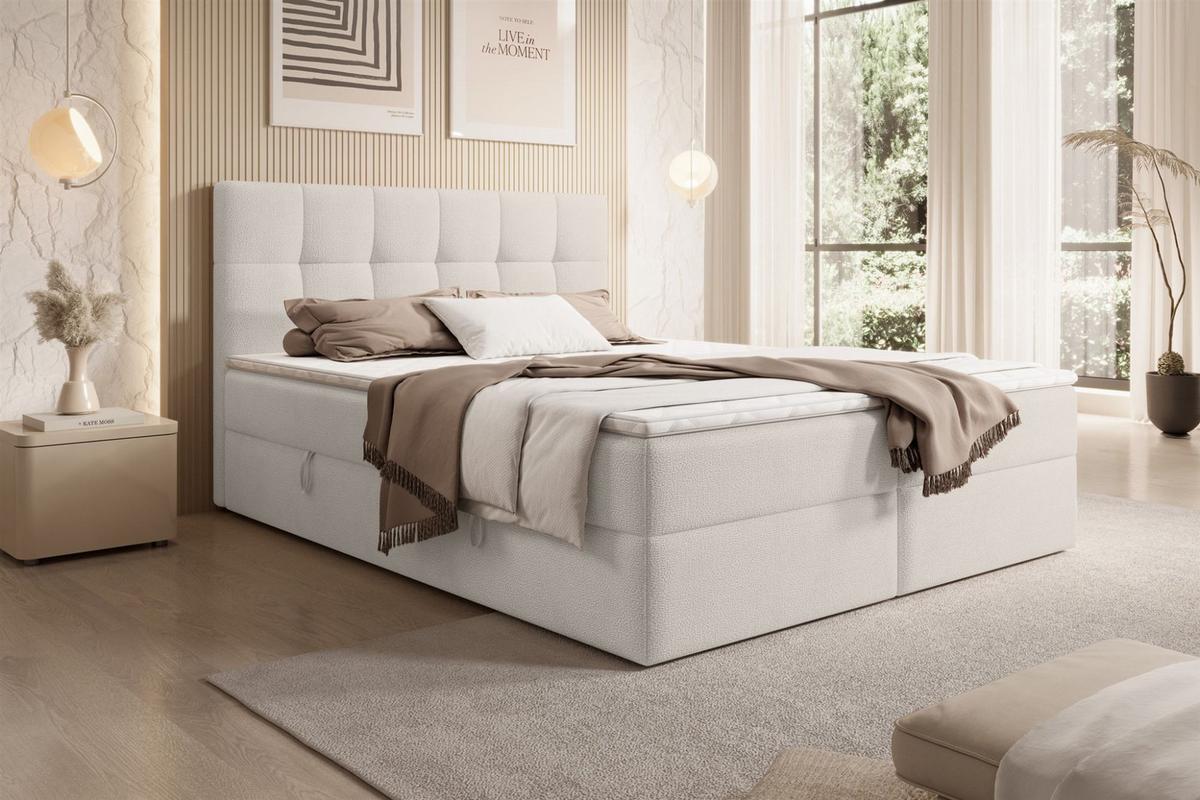 BOXBETT Arturo In Freya - Weiß, Holzwerkstoff/Textil (160/200cm) - Fun Möbel
