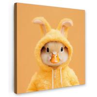 LEINWANDBILD Osterhase - Kostüm - Ente Deko Wohnzimmer 20x20 cm - Gelb, Textil (20/20cm) - MuchoWow