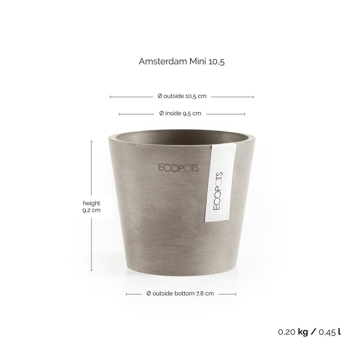 BLUMENTOPF Amsterdam 10,5/9,2 cm Taupe - Taupe, Kunststoff (10.5/9.2cm) - Ecopots