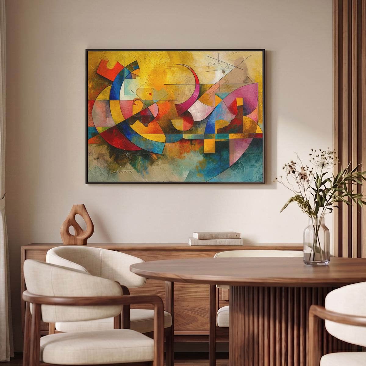 LEINWAND Bilder mit Rahmen - Kunst - Abstrakt - Modern - 100x70 - Gelb, Textil (100/70cm) - MuchoWow