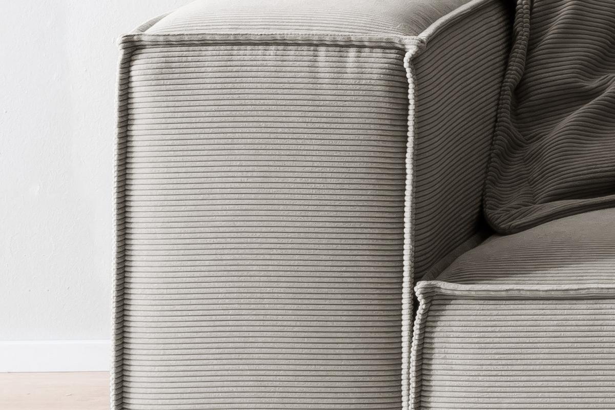 SOFA CARMO Grau Cord - Schwarz/Grau, Kunststoff/Textil (306/68/118cm) - KAWOLA