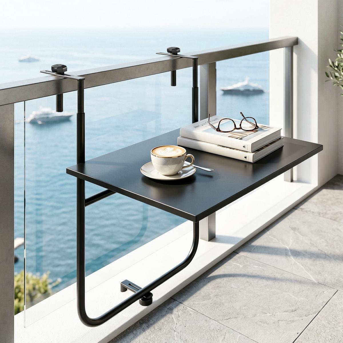 BALKONHÄNGETISCH, Schwarz, Metall - Schwarz, Metall (62/60/85.5cm) - Outsunny