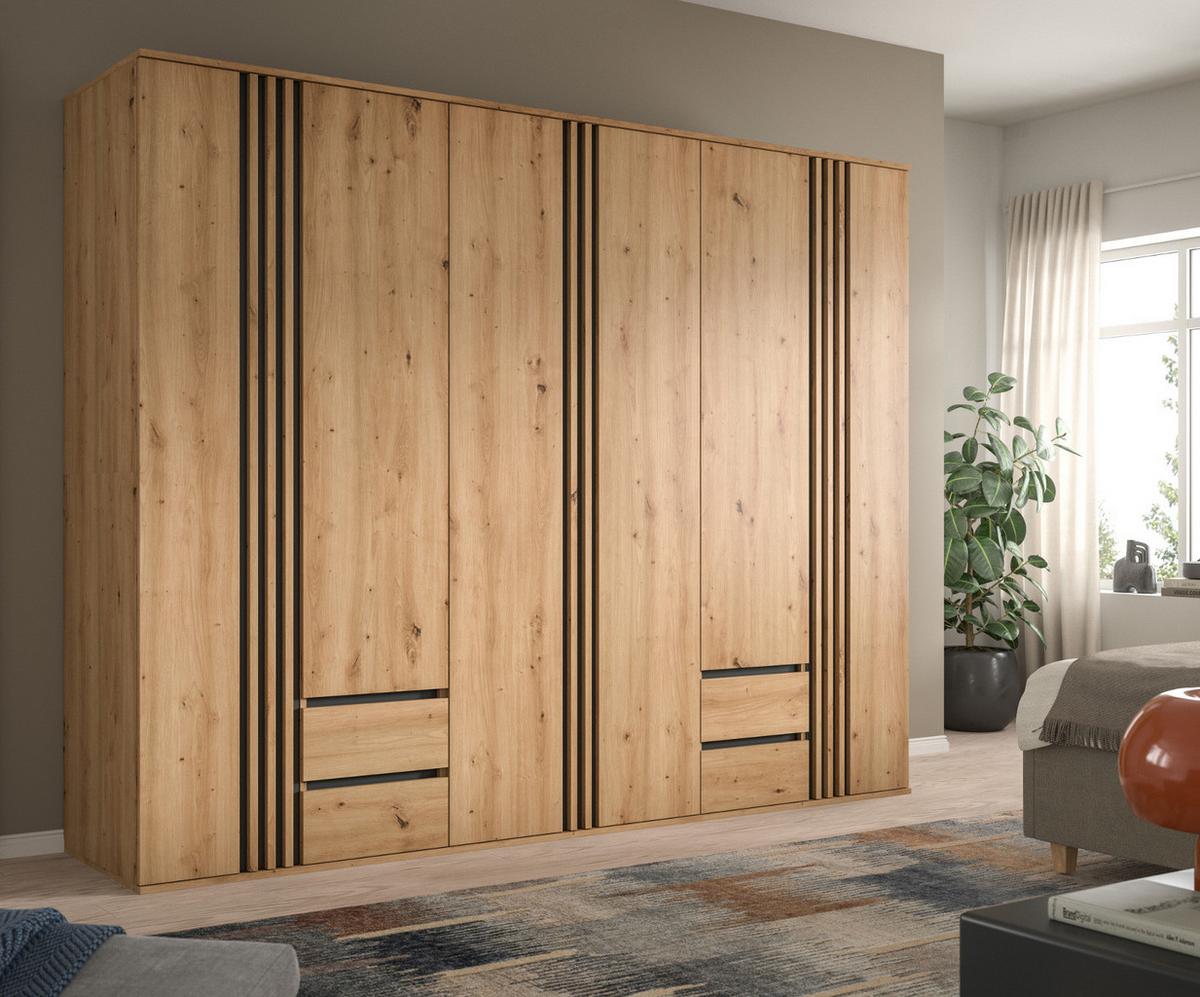 KLEIDERSCHRANK Eiche Artisan, grau 240 x 192 cm, Drehtürenschrank 6-türig - Anthrazit/Eiche Artisan, Holzwerkstoff (240/192/56cm) - Inn.Furn
