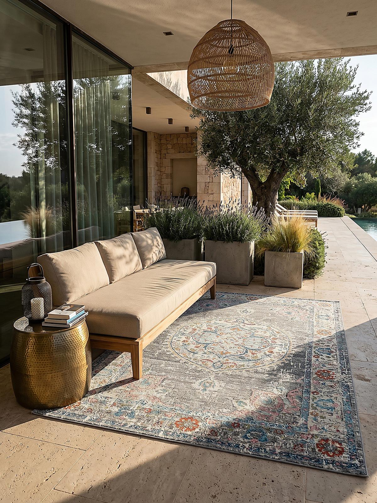 TEPPICH Outdoor Orientalisch LIMMAT Polypropylen Grau 120 x 170 cm - Grau, Textil (120/170cm) - KADIMA DESIGN