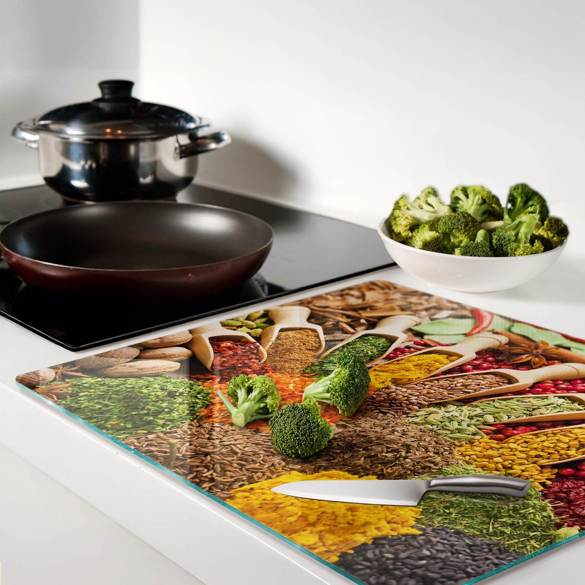 GLASPLATTE 60x52 cm Bunte Gewürze - Multicolor, Glas (60/0.4/52cm) - TULUP