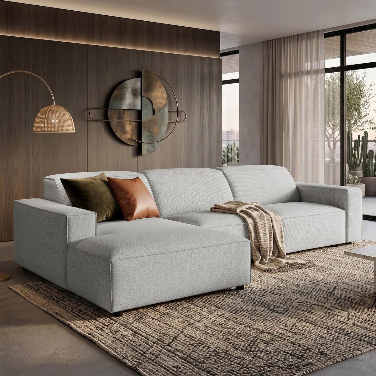 ECKSOFA Sellmo 287 cm - Hellgrau/Schwarz, Kunststoff/Textil (292/166cm) - Selsey