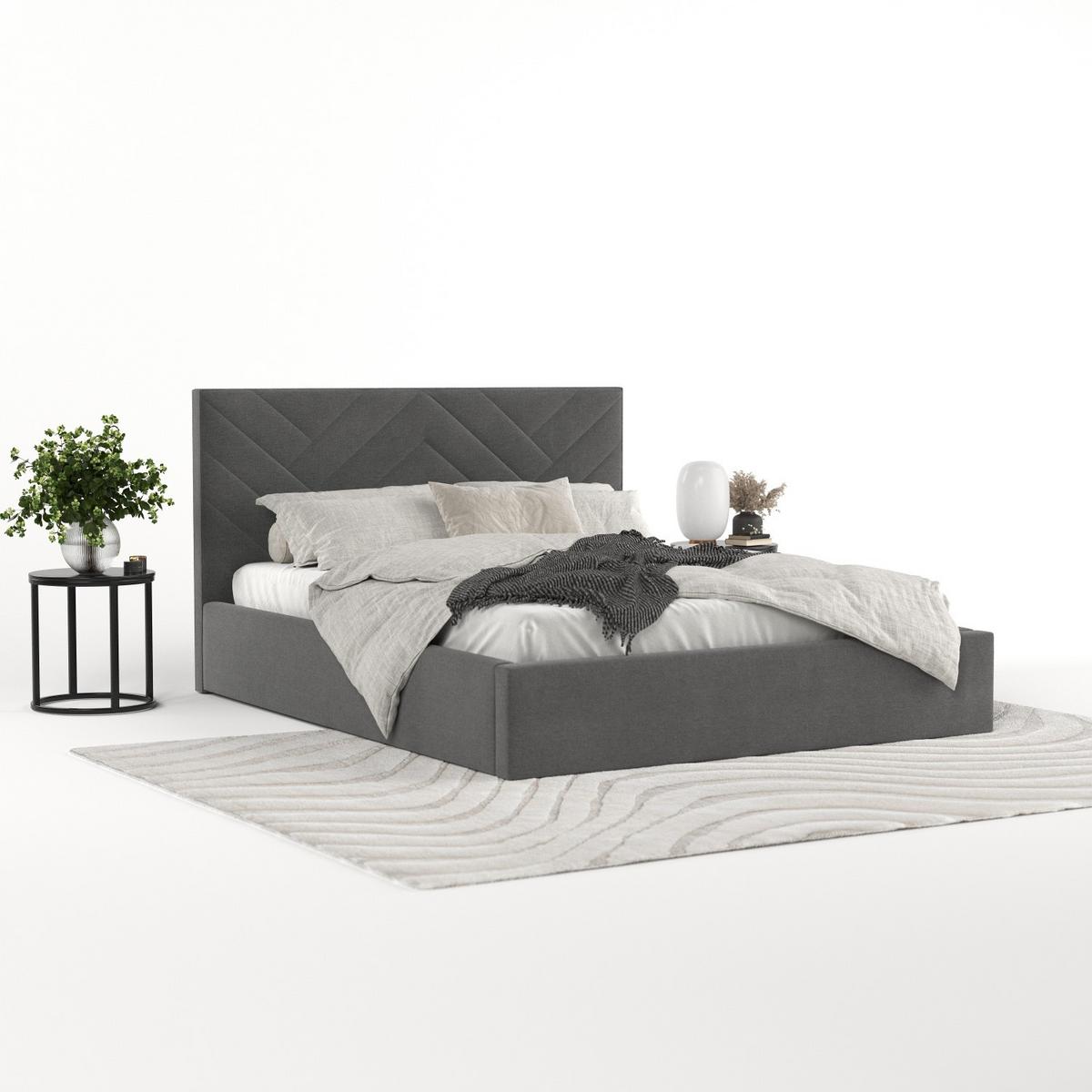 POLSTERBETT Arco 140/200 cm Anthrazit im Asti Stoff - Anthrazit/Schwarz, Holz/Holzwerkstoff (140/200cm) - AltaBeds