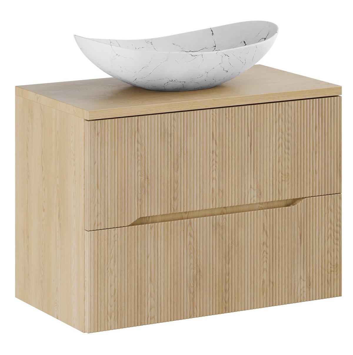 WASCHBECKENUNTERSCHRANK Nordic 2 Teile Eiche - 80 x 46 x 59 cm - Eichefarben, Holz (80/59/46cm) - Badplaats
