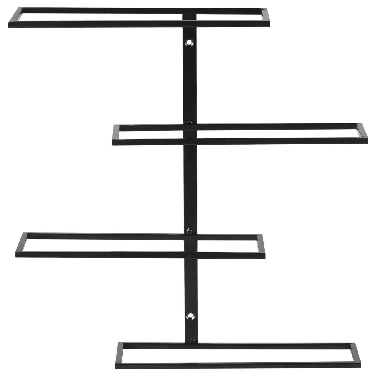 WAND-WEINREGAL Metall Schwarz Einsteinium - Schwarz, Metall (37/37/8cm) - Beliani