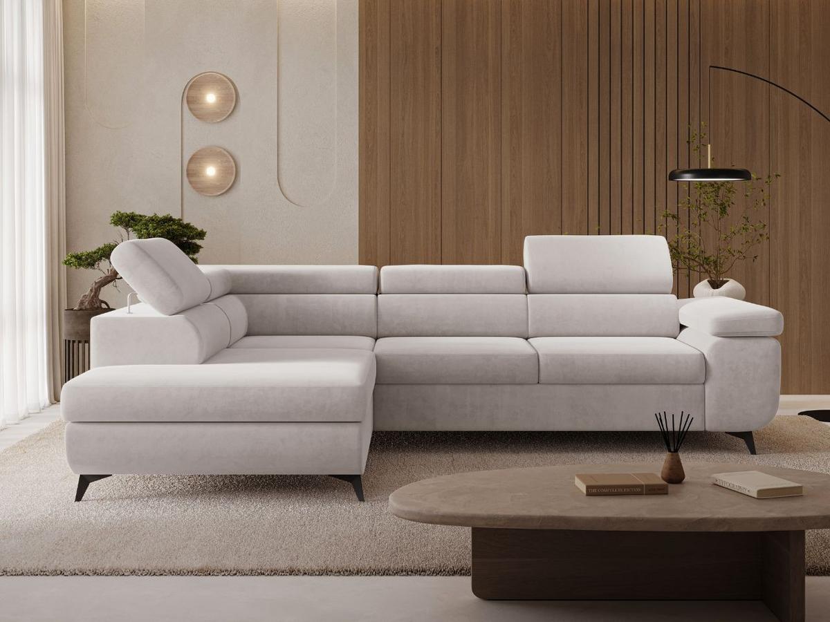 ECKSOFA Argon Grau Links - Schwarz/Grau, Holz/Textil (255/190cm) - Graingold
