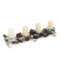ADVENTSGESTECK MIT KERZEN Weiß - Weiß, Holz (18cm) - MCW