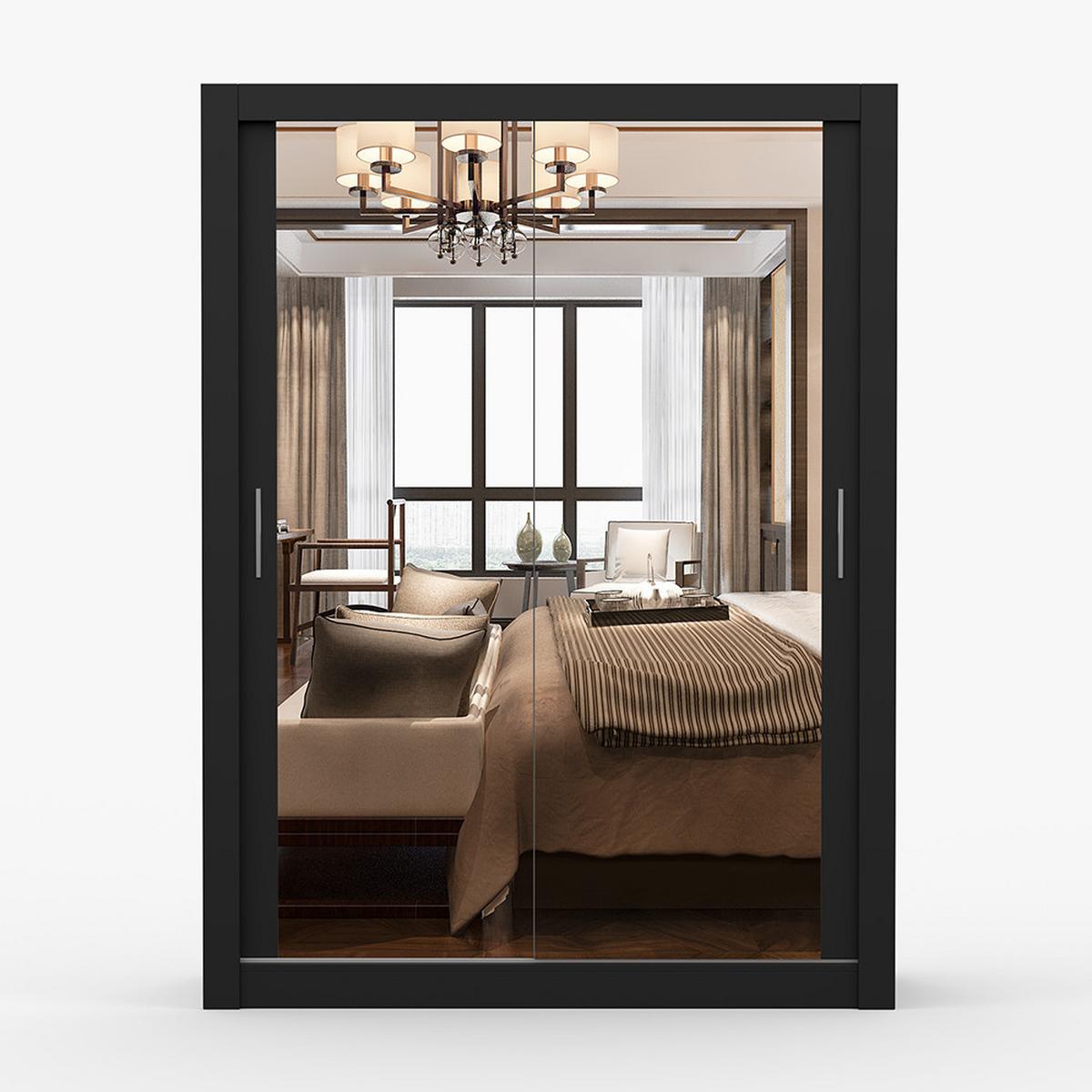 KLEIDERSCHRANK Milan 150 cm, 150/215/64, 2-türig, schwarz - Schwarz, Holzwerkstoff (150/215/64cm) - imoebel24