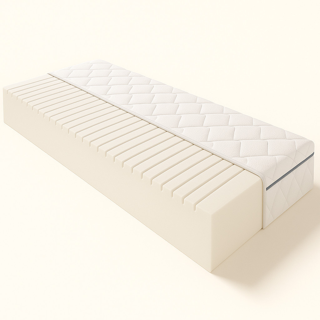 Viscoschaummatratze auf beigen Hintergrund