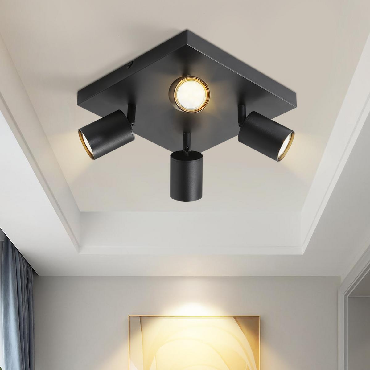 DECKENSTRAHLER Harold 4-flammig 25/25/14 cm - Schwarz, Metall (25/25/14cm) - Nettlife