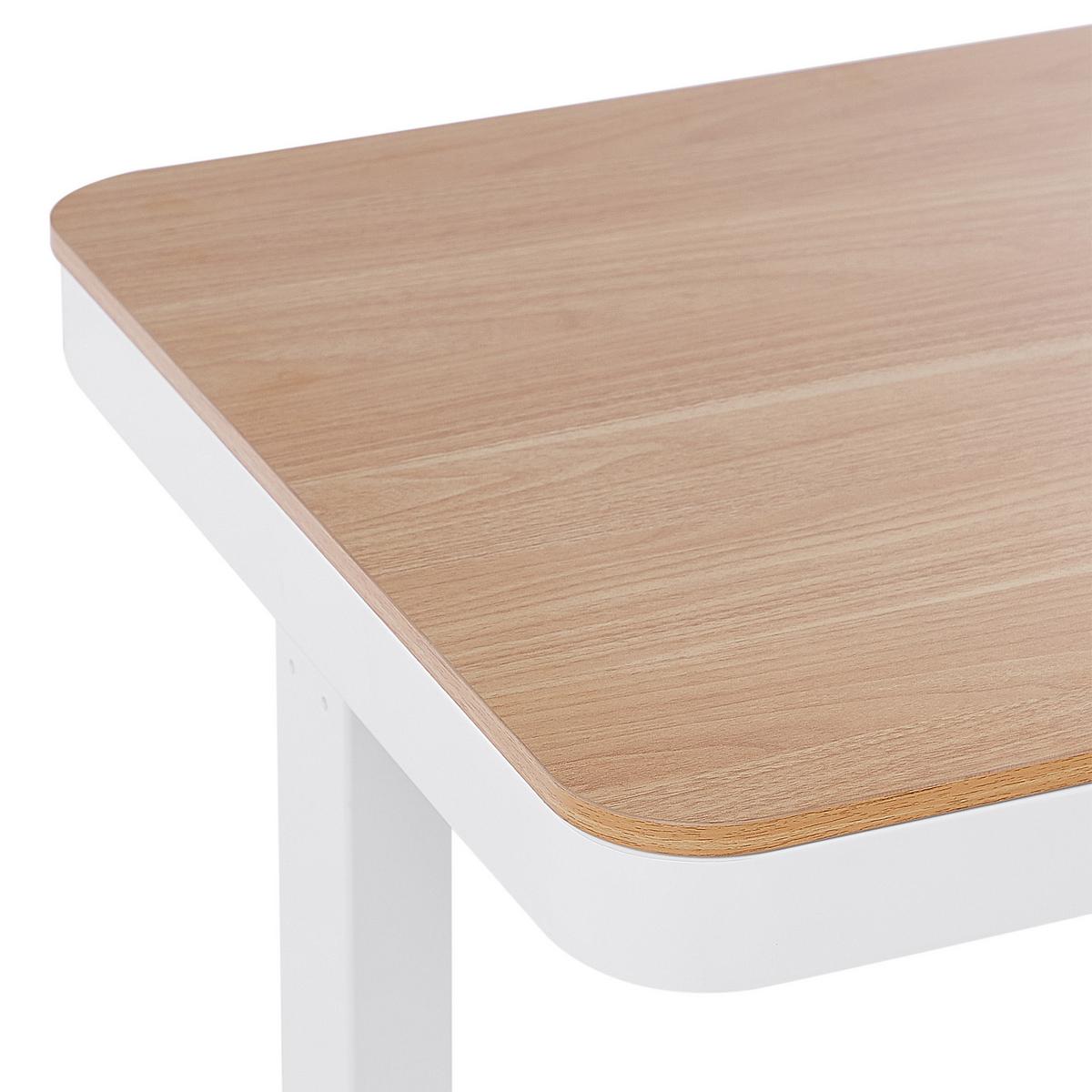 SCHREIBTISCH 120x60 cm elektrisch Weiß/Heller Holzfarbton Kenly - Hellbraun/Weiß, Holzwerkstoff (60/120/72cm) - Beliani