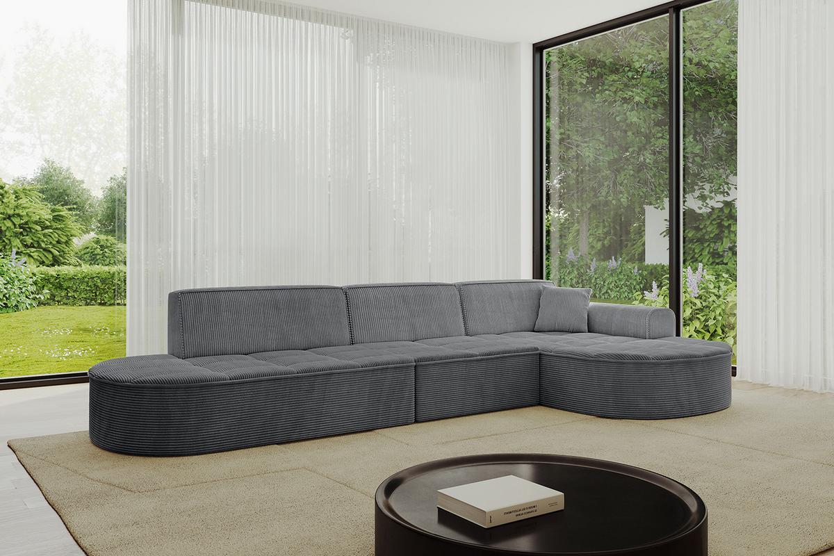 ECKSOFA Ottomane Rechts TARO-L2 - 328x171x79,5 cm Dunkelgrau - Dunkelgrau, Holzwerkstoff/Textil (328/171cm) - ALTDECOR