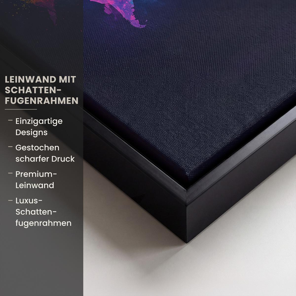 LEINWAND Bilder mit Rahmen - Weltkarte - Bunt - Graffiti - 20x30 - Multicolor, Textil (20/30cm) - MuchoWow