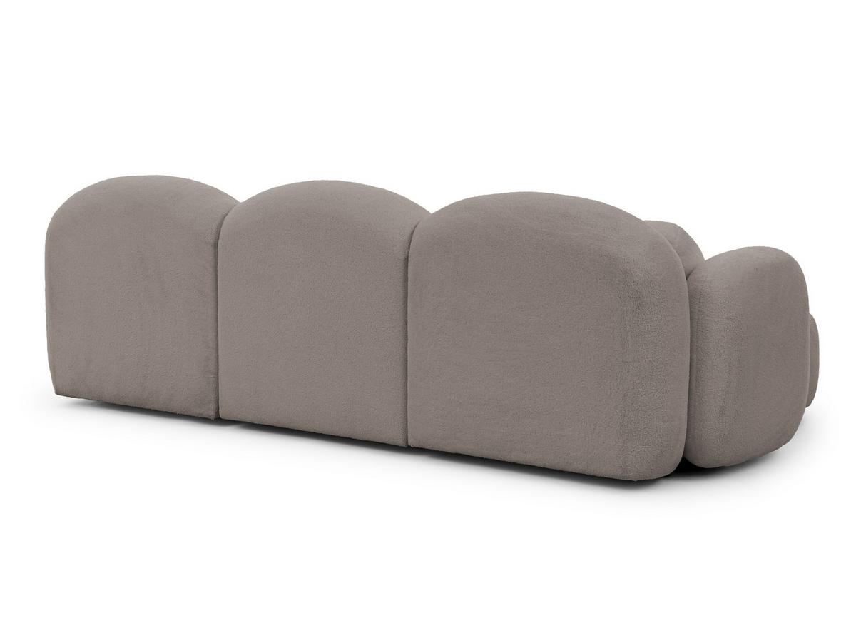 WOHNLANDSCHAFT Nuvola mit abgerundetem Design Hellgrau Bouclé-Stoff - Hellgrau/Schwarz, Holz/Kunststoff (268/80/146cm) - S-Style