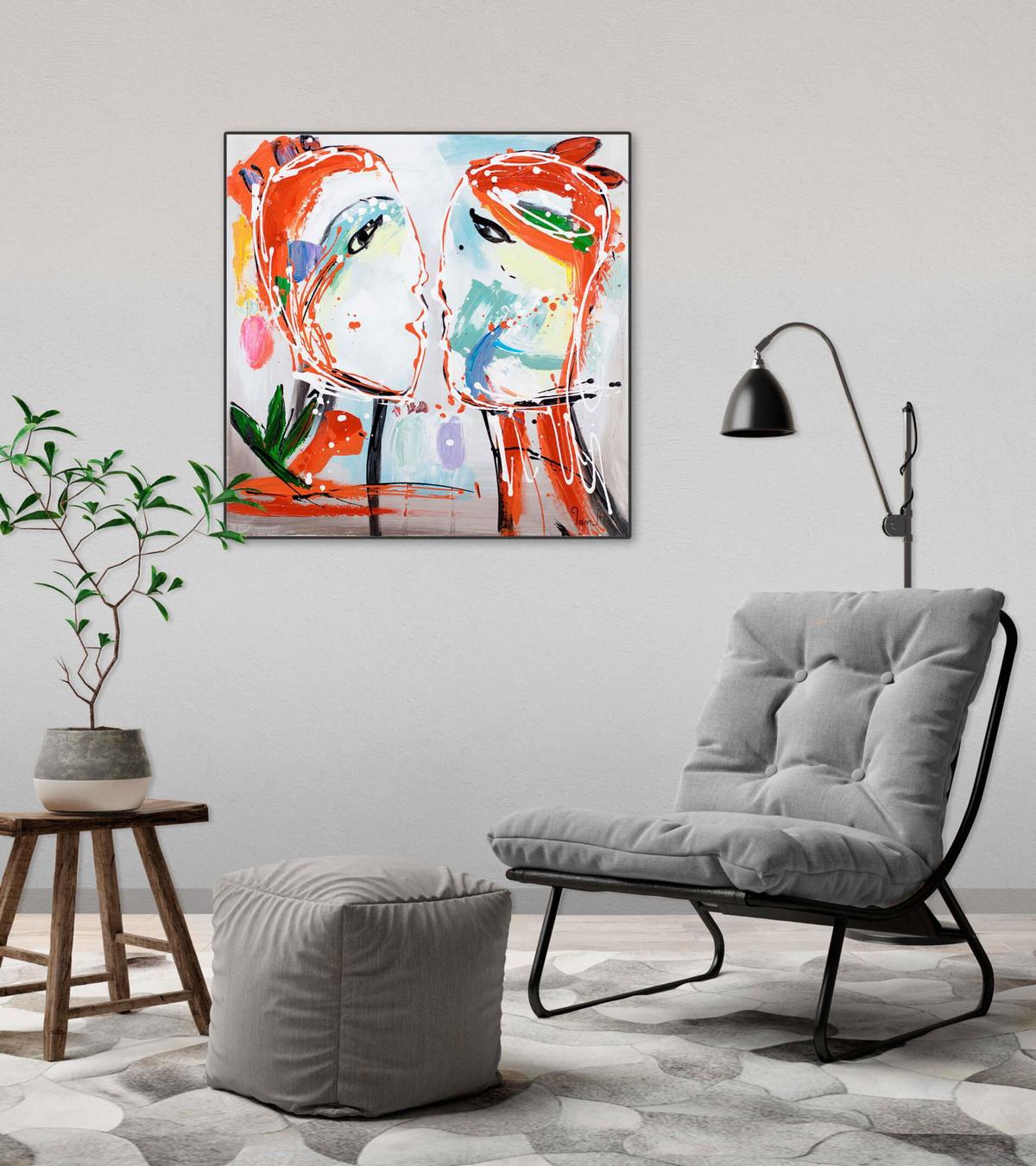 ÖLGEMÄLDE 60/60 cm - Multicolor/Orange, Holz/Textil (60/60cm) - KUNSTLOFT