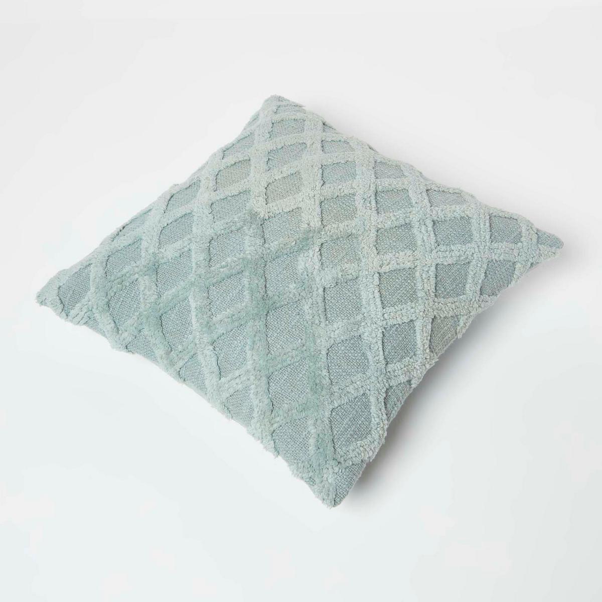 DEKOKISSEN Tufted 45/45 cm grün mit Rautenmuster - Salbeigrün, Textil (45/45cm) - Homescapes