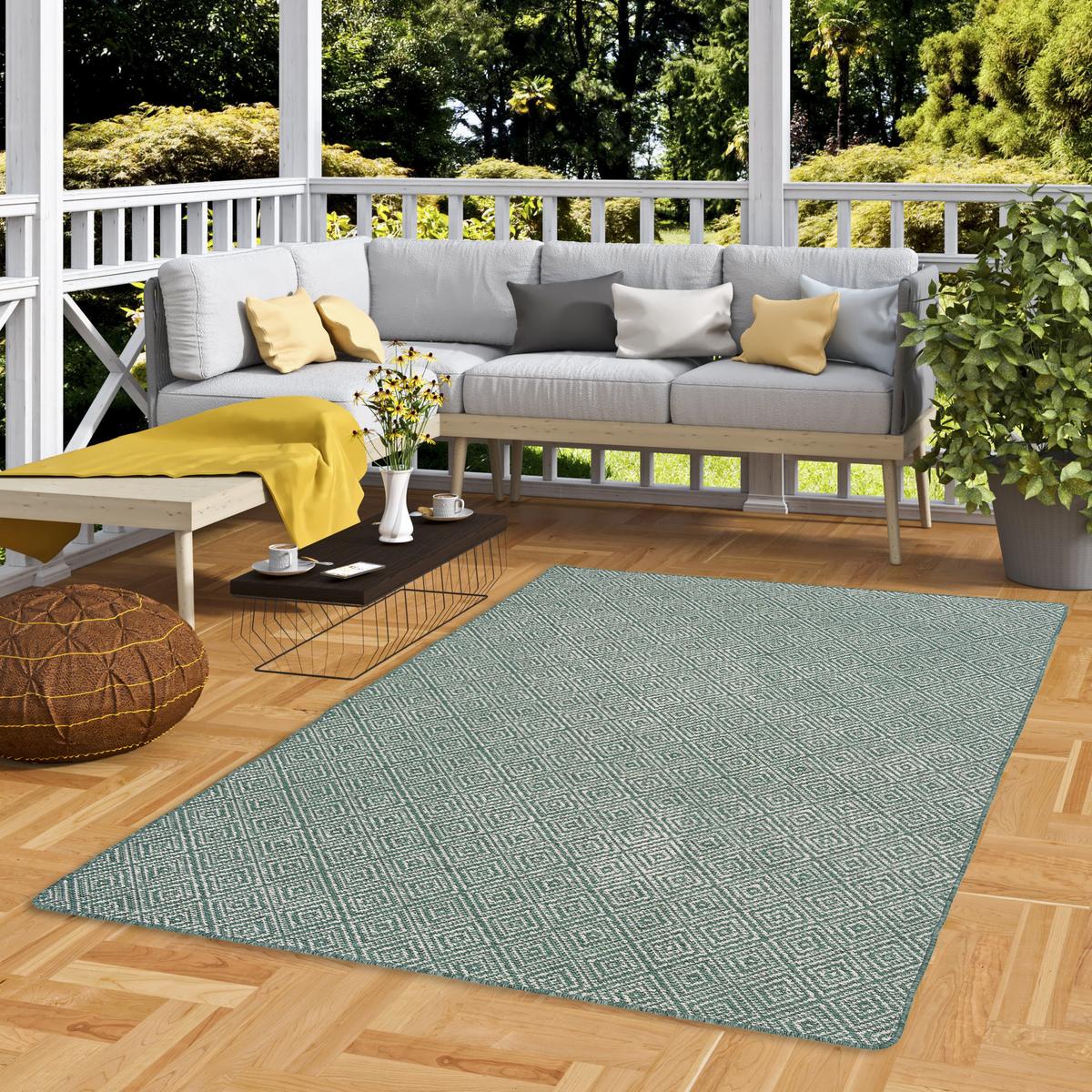 IN- UND OUTDOOR TEPPICH BEIDSEITIG NEWPORT MODERN - Grün, Textil (100/100cm) - Snapstyle