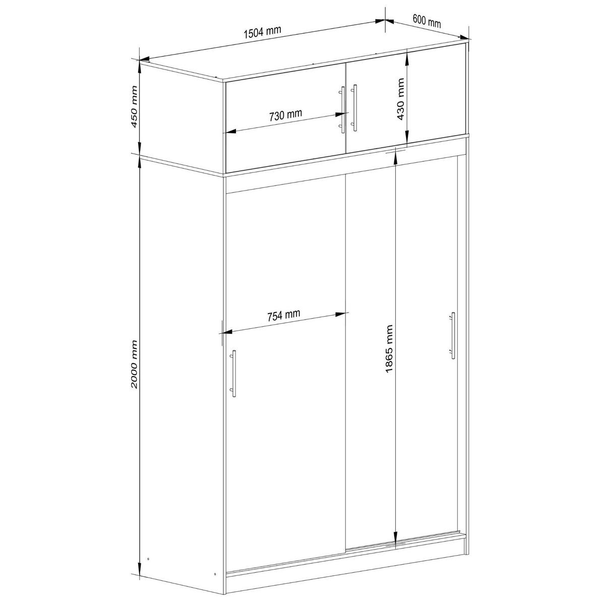 KLEIDERSCHRANK Eiche Sonoma 245/150/60 - Sonoma Eiche, Holzwerkstoff (150/245/60cm) - RAUMHIRSCH FURNITURE