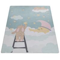 KINDERTEPPICH Waschbar, mit Wolken-Motiv, Helltürkis, 80 x 150 cm - Blau, Textil (80/150cm) - KADIMA DESIGN