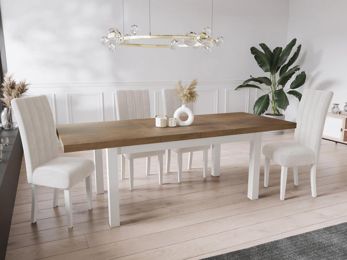 ESSTISCH Avena rechteckig ausziehbar, Lefkas Eiche 170/90/78 - Alteiche/Weiß, Holz/Holzwerkstoff (90/250/78cm) - WFL GROUP