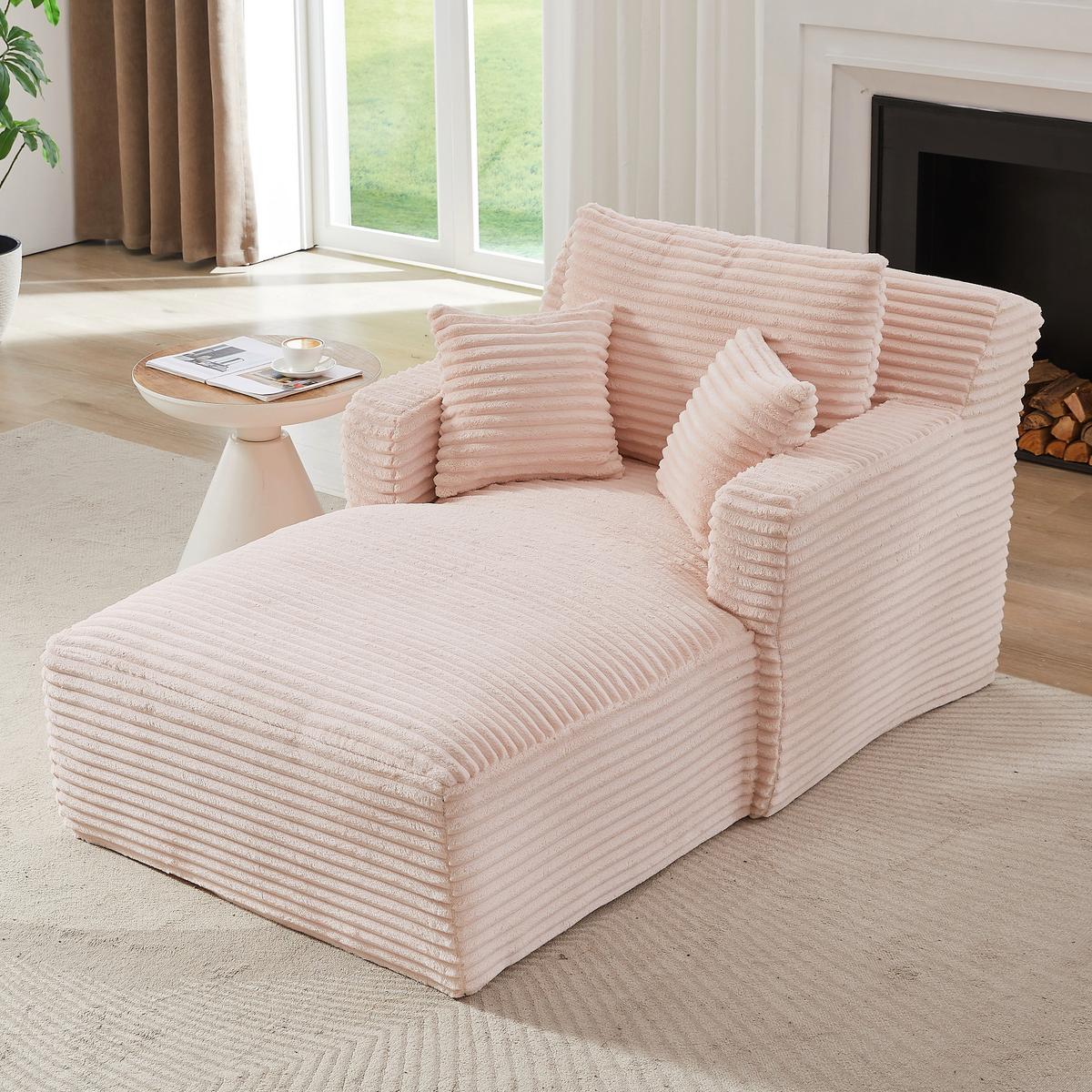 RELAXSESSEL aus Cord Modulare Chaiselongue & ohne Montage - Rosa, Textil (33/127/33cm) - Urban Meuble