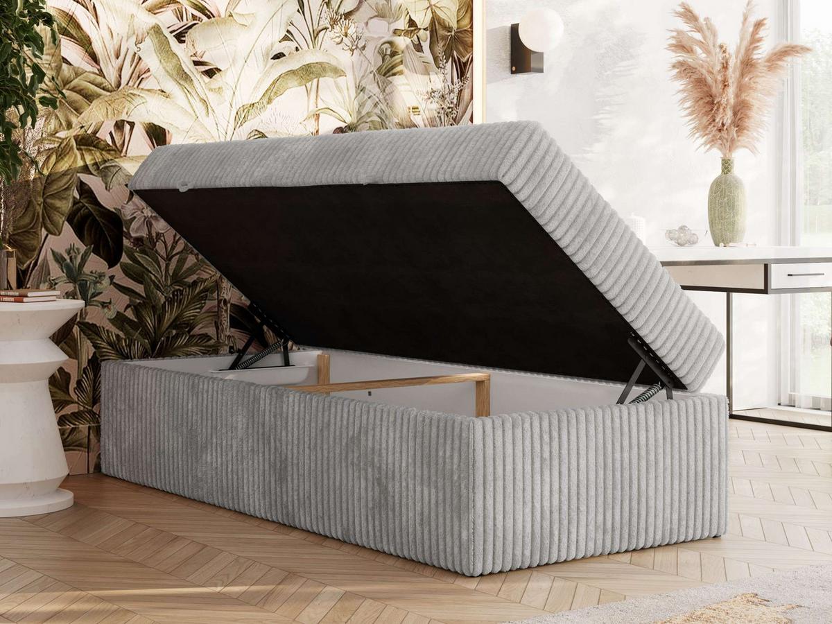 BOXBETT ZERO 90/200 - Hellgrau Cord - H4 - Topper Visco - Hellgrau, Textil (90/200cm) - MKS