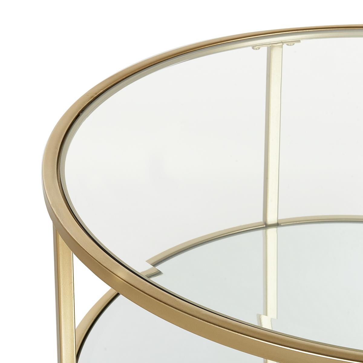 COUCHTISCH Glas/Metall gold 70 cm Birney - Transparent/Goldfarben, Glas (70/70/40cm) - Beliani