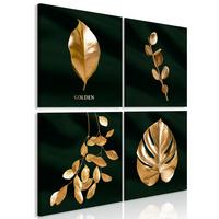 KUNSTDRUCK Gold 40/40 cm - Goldfarben/Grün, Textil (40/40cm) - KUNSTLOFT