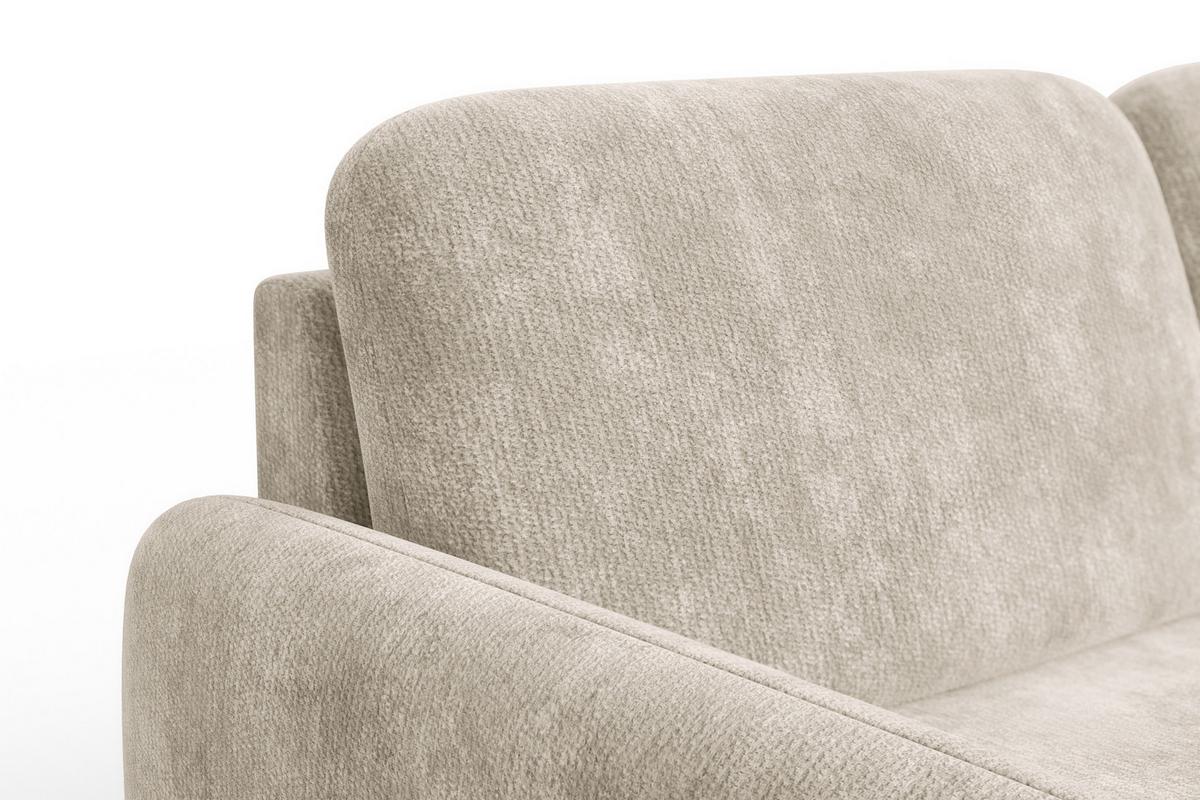 ECKSOFA FEBE 4-Sitzer RECHTS, cremefarbener Chenille-Stoff - Creme/Schwarz, Holz/Textil (264/157cm) - Wozimo