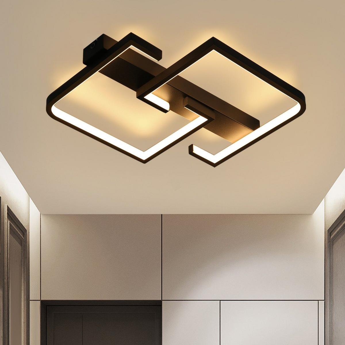 LED-DECKENLEUCHTE Stahlgrimm 30.0/4.5/25.0 cm - Schwarz, Metall (25/30/4.5cm) - ZMH