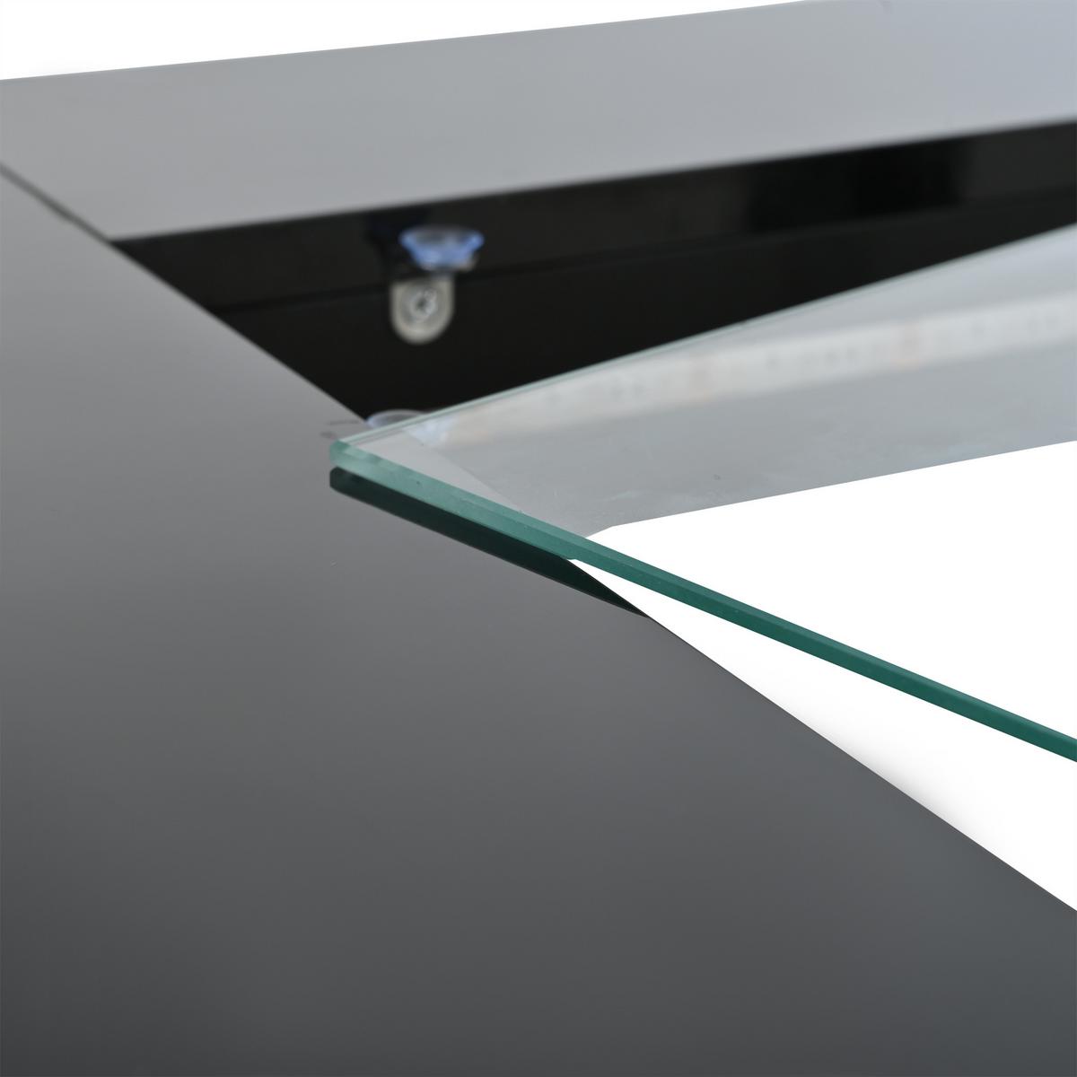 COUCHTISCH in Schwarz-Hochglanz mit LED-Beleuchtung und Glasplatte - Weiß, Holzwerkstoff (70/70/35cm) - Urban Meuble