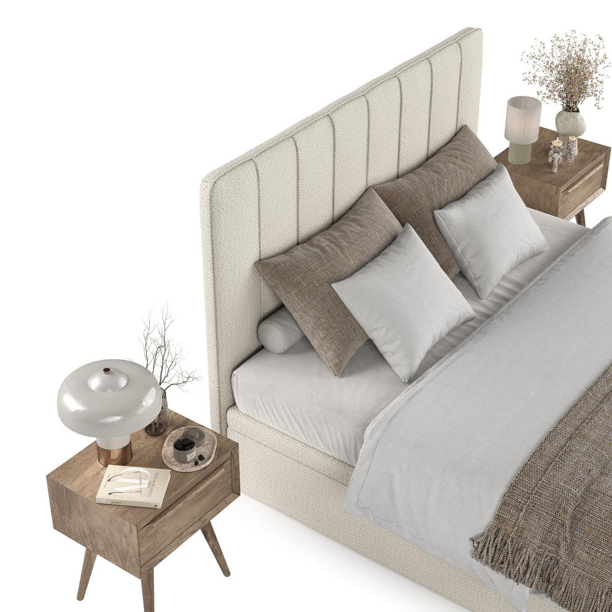 POLSTERBETT Vienna mit Stauraum 180/200 cm Hellbeige im Alta Stoff - Sandfarben/Schwarz, Holz/Holzwerkstoff (180/200cm) - AltaBeds