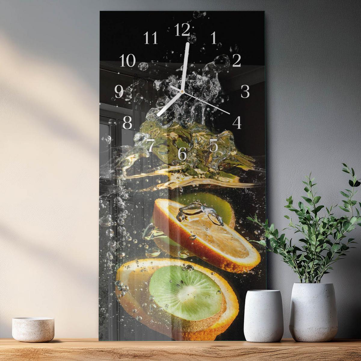 WANDUHR aus Glas 30x60 cm - Fruchtwasser - Multicolor, Glas (30/60/0.4cm) - TULUP