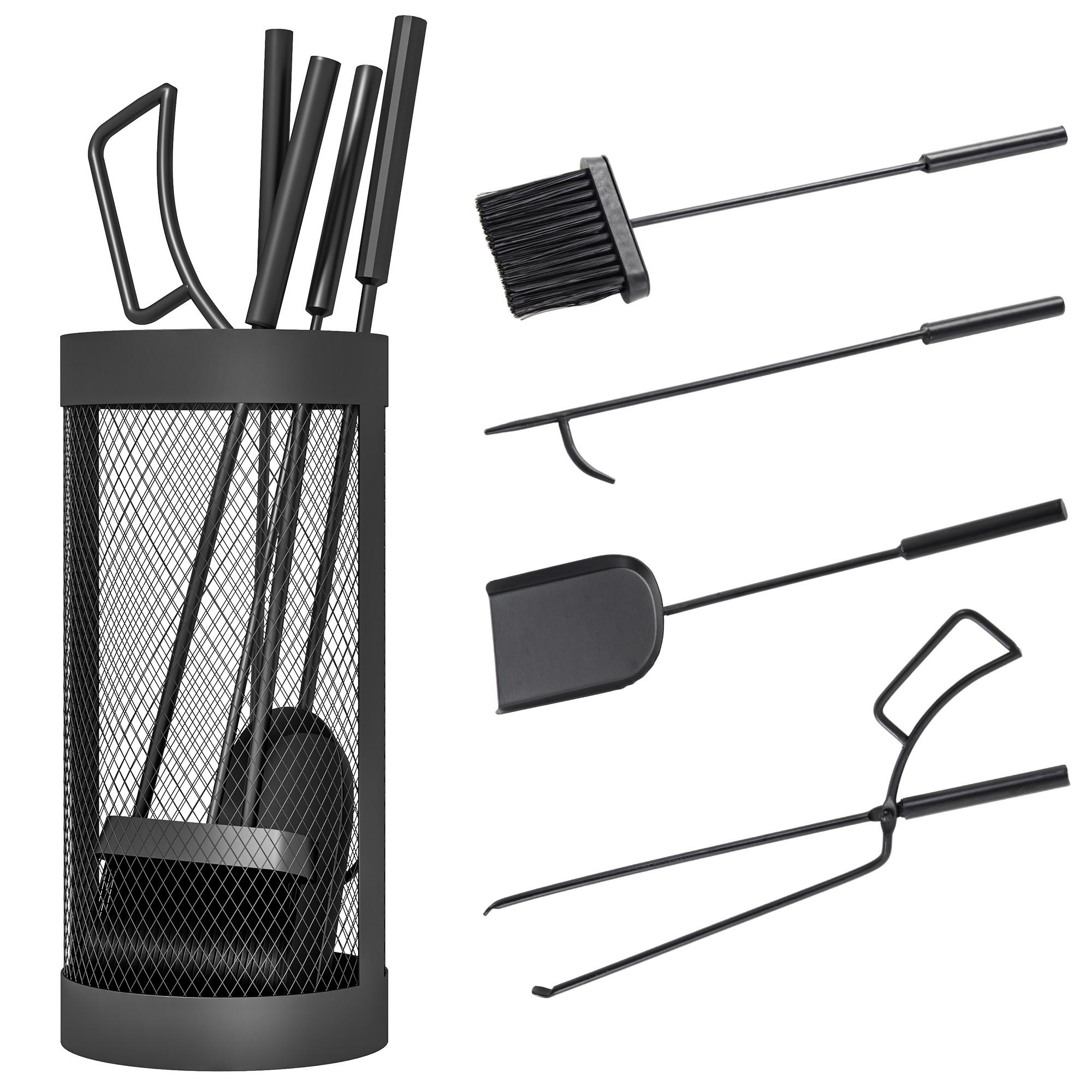 KAMINBESTECK - Schwarz, Metall (16/33.5/16cm) - Outsunny