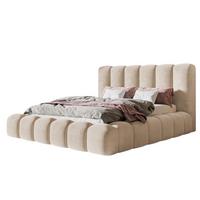 BETT 120x200 - Polsterbett mit Bettkasten und Holzrahmen - Modern Bett - Eleganter Amor-Velvet-Stoff - Kollektion Nora Maxi - Beige - Beige, Holz/Textil (120/200cm) - Alpi-Möbel