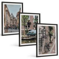 BILDER SET 3er Set - 40x60 cm Schwarzer Rahmen - Stadtansichten von Gebäuden - Schwarz, Kunststoff (40/60cm) - TULUP