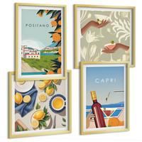 BILDER SET 4er Set - 50x50 cm & 40x60 cm Goldrahmen - Italienische Zitronenurlaube Capri - Goldfarben, Kunststoff (50/50cm) - TULUP