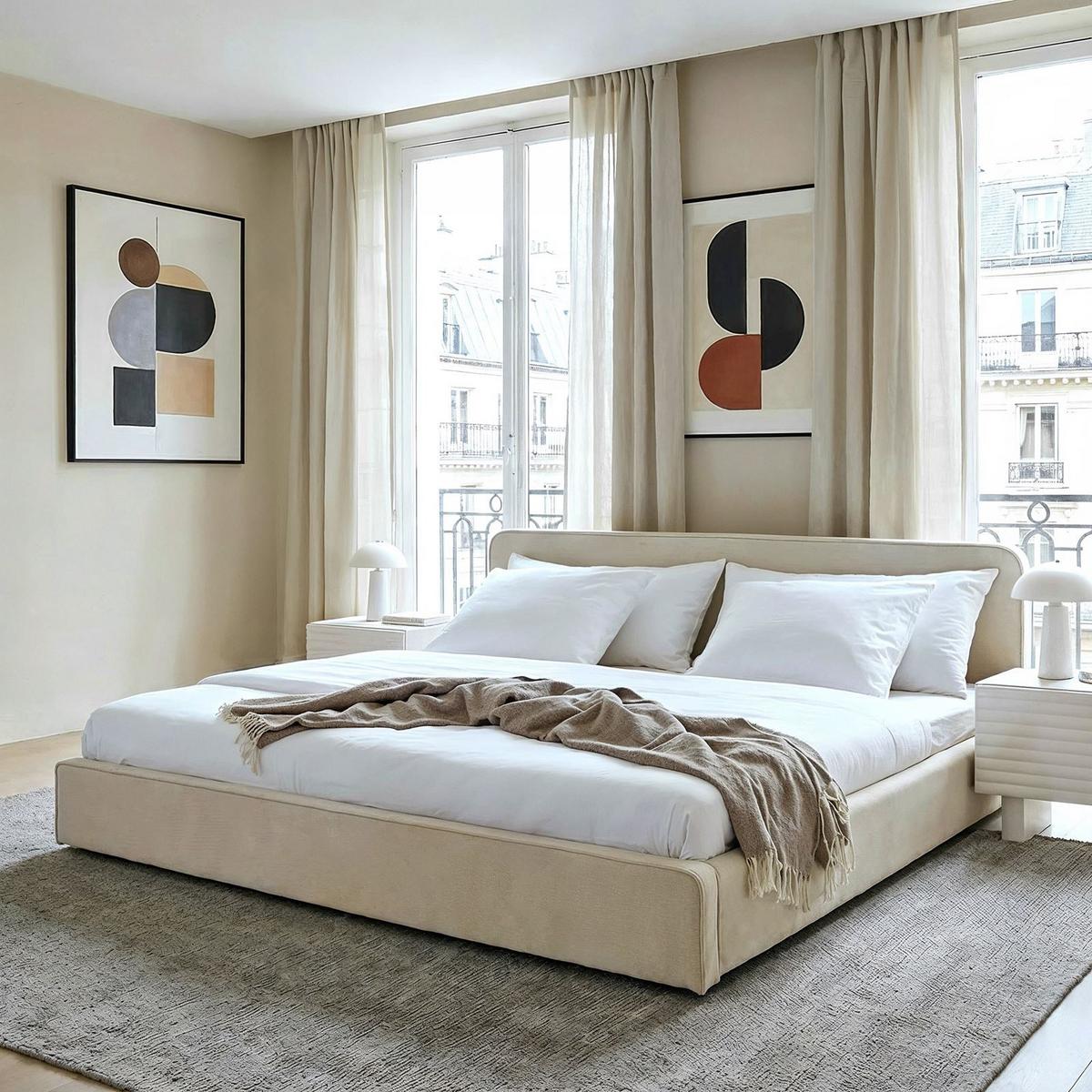 POLSTERBETT LATINI 160x200 cm beige - Beige, Textil (160/200cm) - IDIMEX