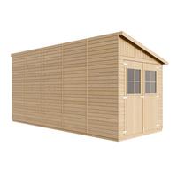 HOLZ-GARTENHAUS (mit Seitenwand) - H244x216x514 cm/10,2 m2 - M341A - Beige, Holz (218/244/493cm) - Timbela