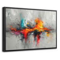 LEINWAND Bilder mit Rahmen - Moderne Kunst - Orange - Grau - Abstrakt - 30x20 - Hellgrau, Textil (30/20cm) - MuchoWow