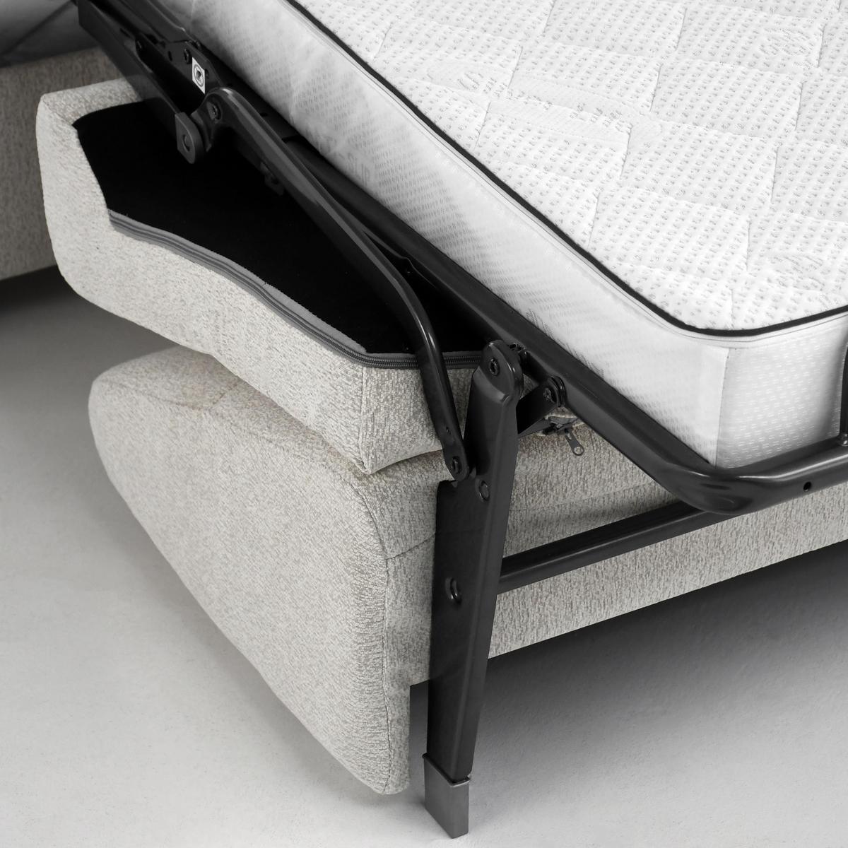 SCHLAFSOFA Pireus mit italienischem Gestell, 140x200, Beige - Beige/Schwarz, Textil (210/90/100cm) - Beautysofa