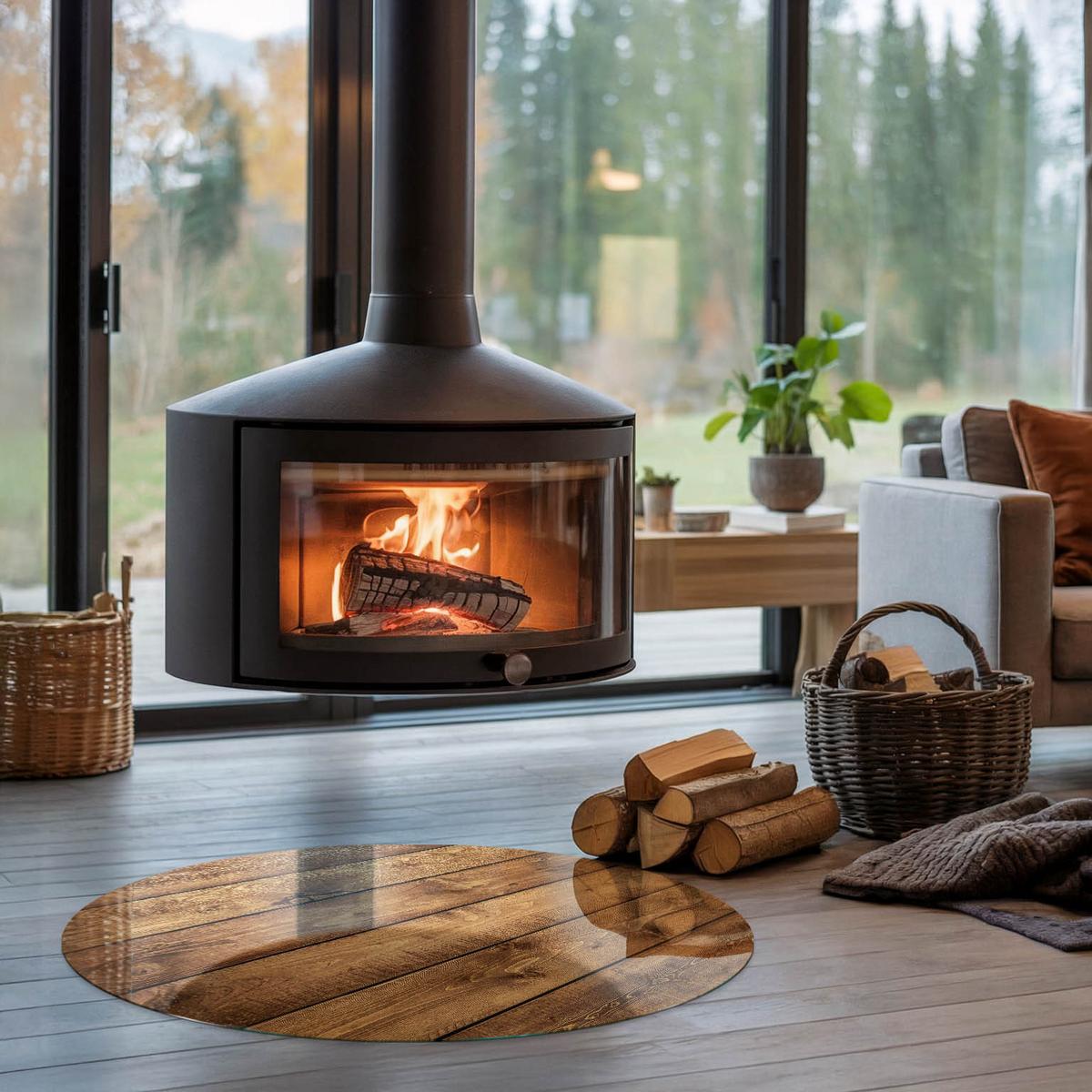 GLASPLATTE für Kamin Ø 90 cm - Braun, Glas (90/90/0.4cm) - TULUP